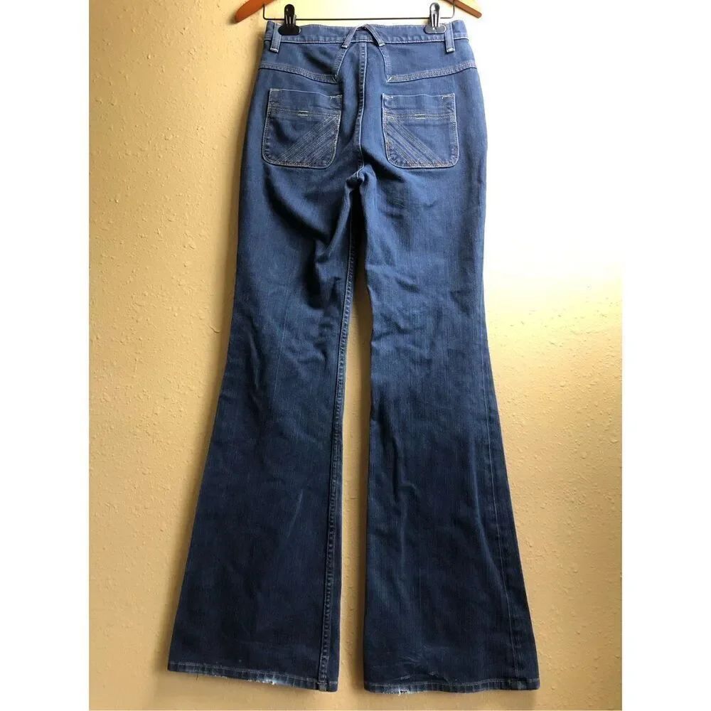 Bebe Flare Jeans Womens 28 Blue Stretch Denim High Waist USA - Picture 7 of 14